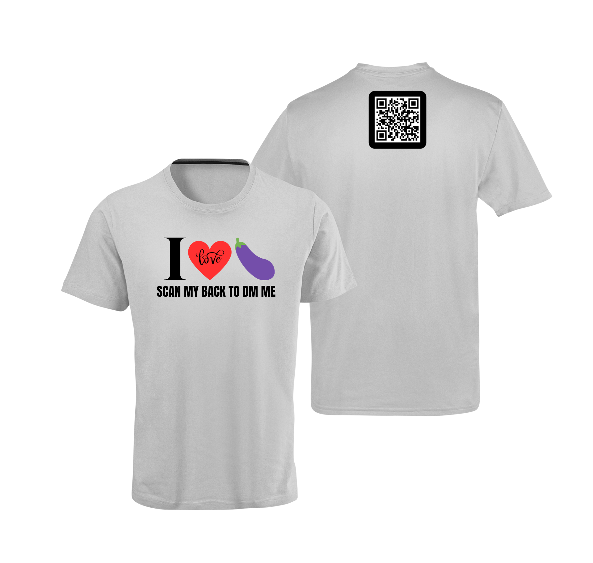 I Love Eggplant (Bottom) QR Code T-Shirt