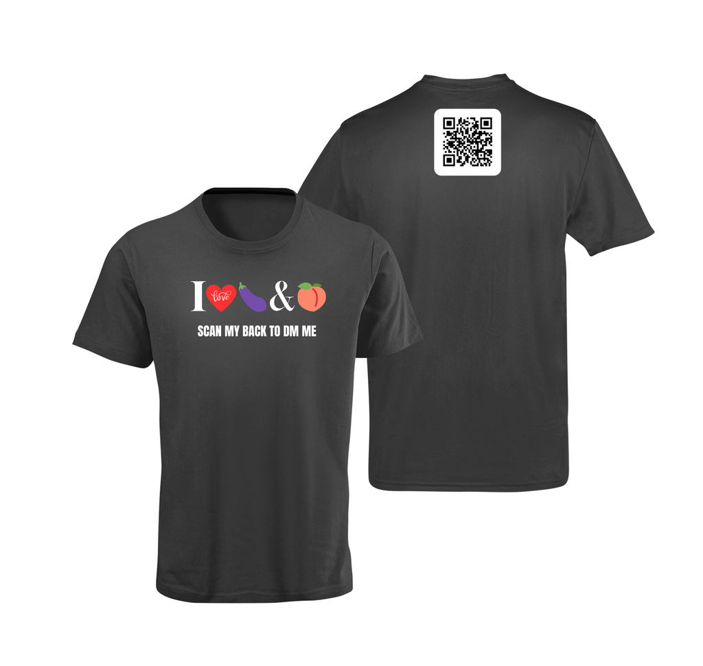 I Love Eggplant & Peach (Versatile) QR Code T-Shirt