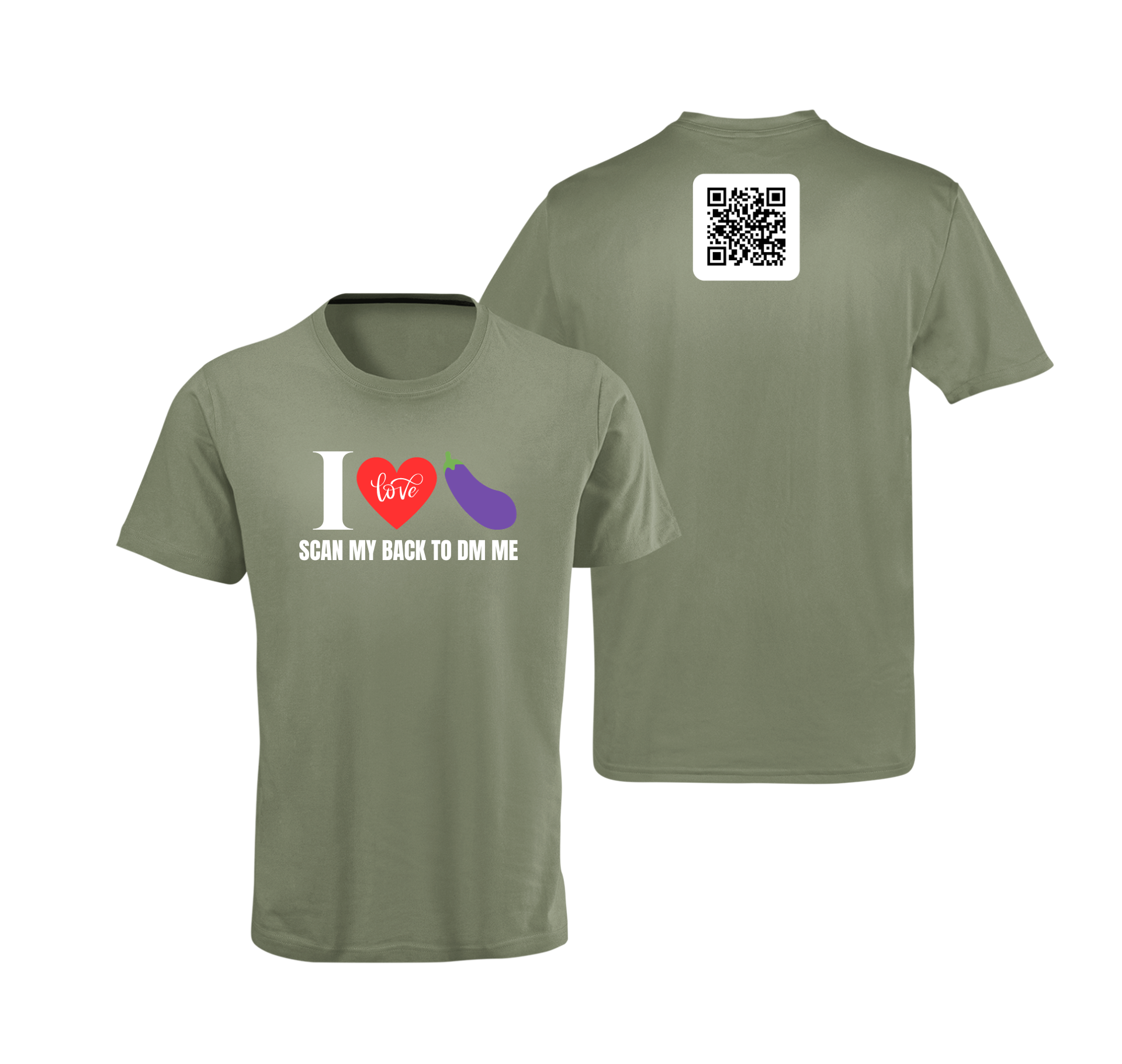 I Love Eggplant (Bottom) QR Code T-Shirt