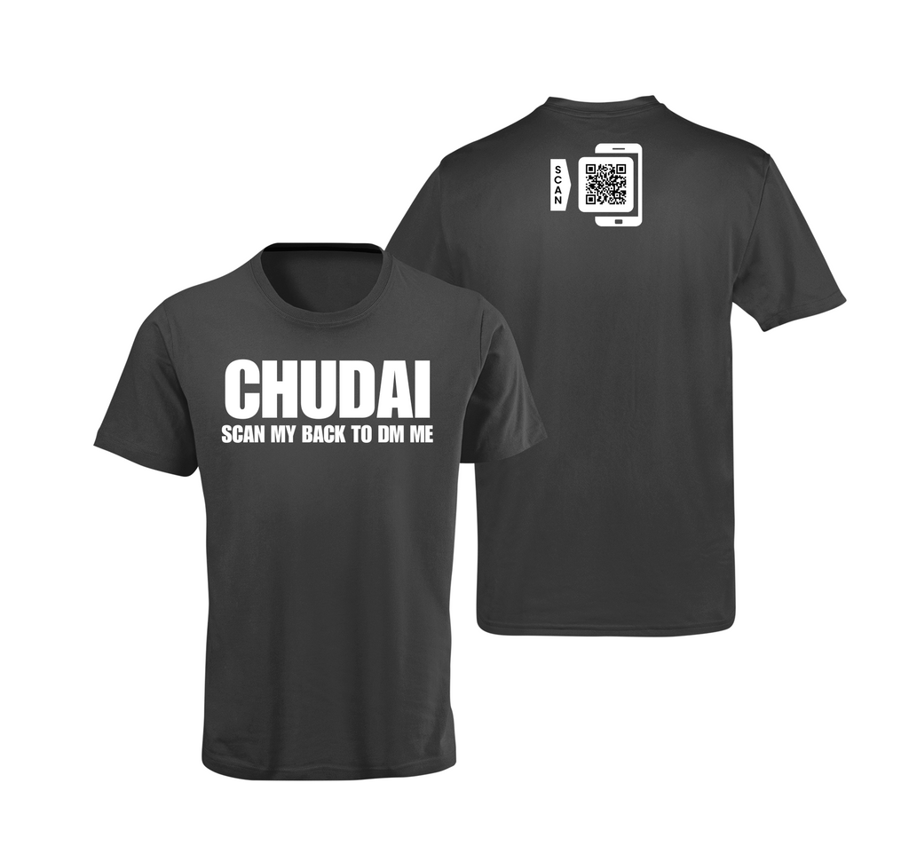 "CHUDAI" QR CODE Freak Contact T-Shirt (Front & Back Design)